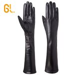 Leather Gloves Factory - Ladies Women Sex Elbow Long Black Sheepskin Winter