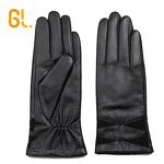 Driving Gloves Manufacturer - Female Black Dress Winter Real Leather Warm