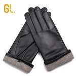 Driving Gloves Manufacturer - Female Black Dress Winter Real Leather Warm