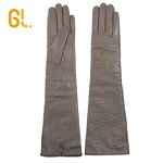 Leather Gloves Manufacturer - Ladies Sexy Long Grey Real Sheepskin for Wholesale