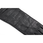 Leather Gloves Factory - Ladies Soft Thin Long Black Ethiopia Sheep with Job