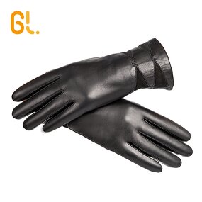 Driving Gloves Manufacturer - Female Black Dress Winter Real Leather Warm