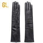 Leather Gloves Factory - Ladies Women Sex Elbow Long Black Sheepskin Winter