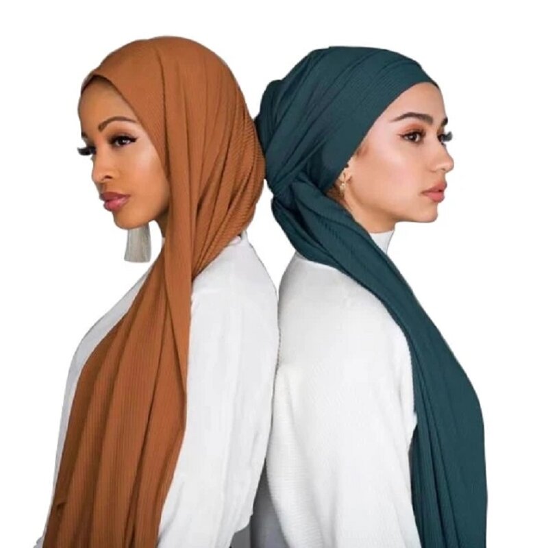Jersey Hijab Manufacturer - Wholesale Custom Cheap Women Wrinkle Ribbed Hijabs