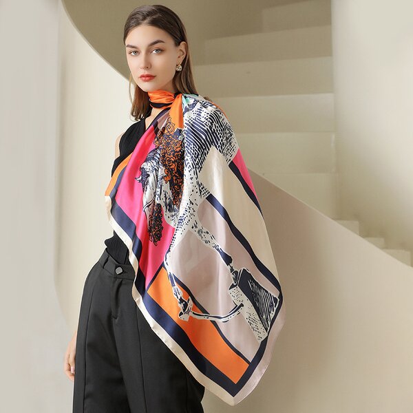 Silk Scarf Factory - Custom Logo Print Silk Scarves 9090cm Square Silk