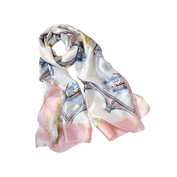 Silk Scarf Manufacturer - Custom Logo Print Long Silk Scarf OEM/ODM
