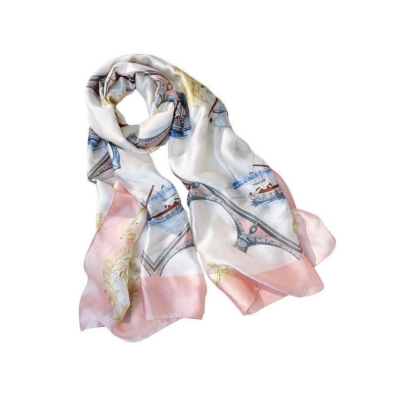 Silk Scarf Manufacturer - Custom Logo Print Long Silk Scarf OEM/ODM