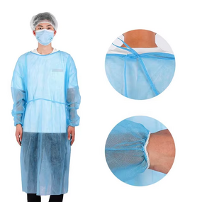 Surgical Gown Factory - Blue SMS Non-woven PP/PE Disposable Isolation Gown