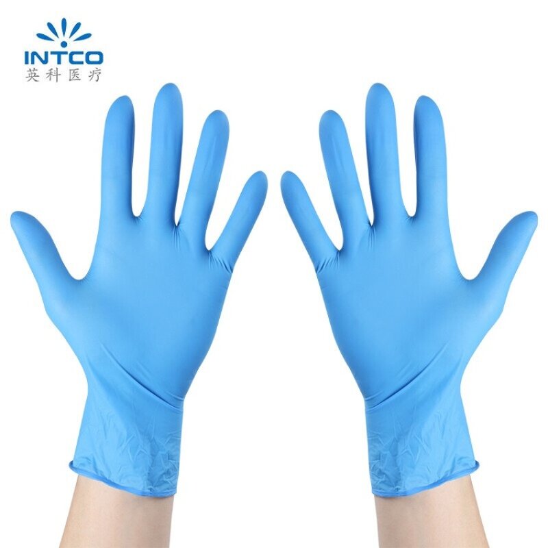 Disposable Nitrile Gloves Manufacturer - INTCO Blue Examination Powder Free Textured