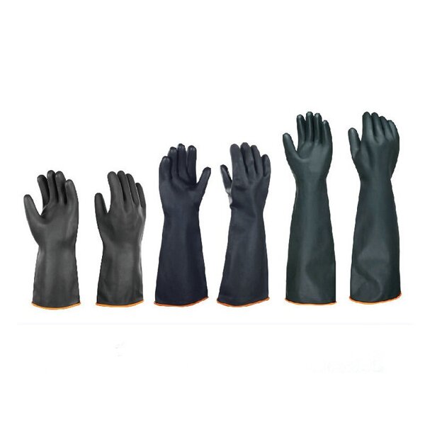 Latex Chemical Gloves Manufacturer - Lengthened Thickened 35 45 55 CM Black Acid Alkali
