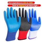 Work Gloves Manufacturer - OEM Logo Custom 13 Gauge Nylon Latex Crinkle Coated