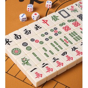 Chinese Mahjong Tiles Manufacturer - 144pcs High-Density PVC with Red Green Patterns for Gatherings