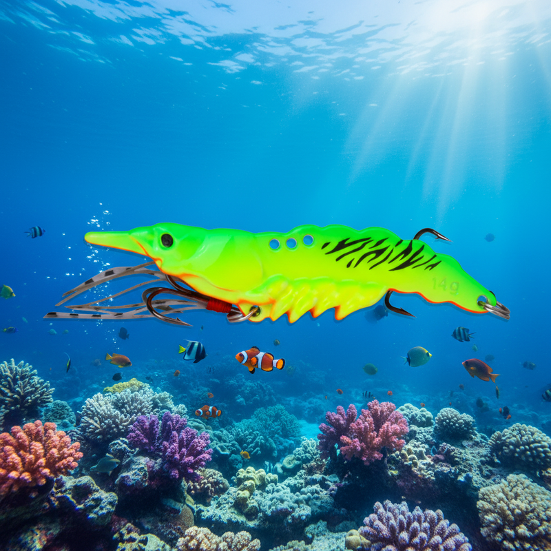 Shrimp Lure Manufacturer - Zinc Alloy 7g with Hooks Hard Bait for Freshwater Saltwater Fishing