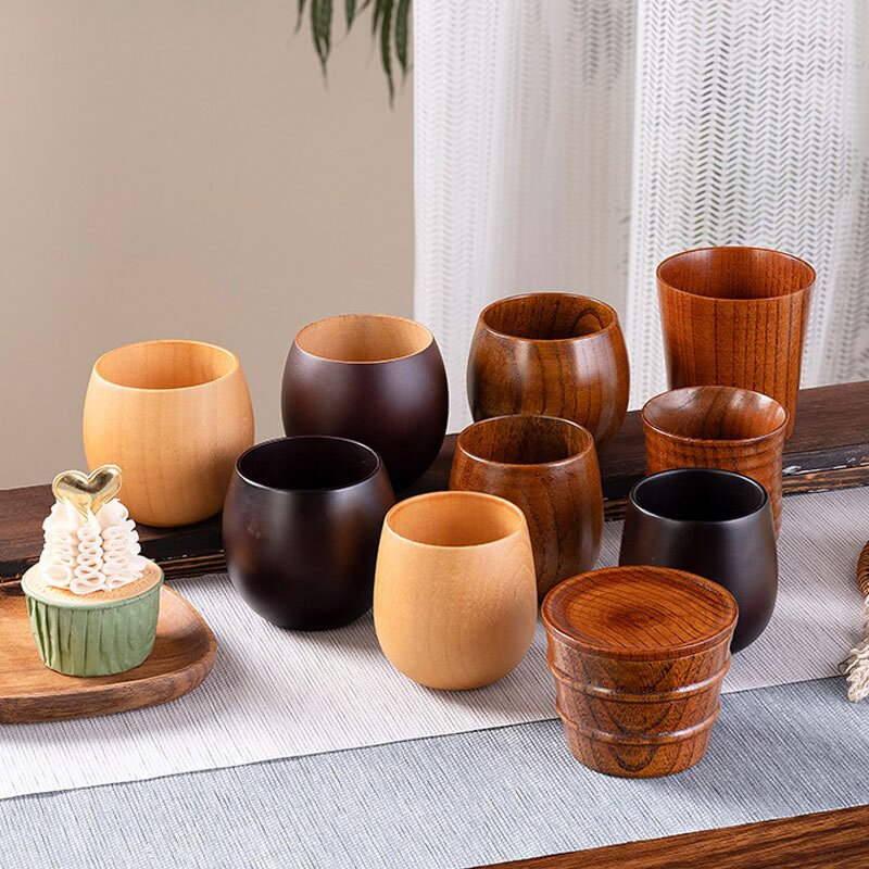 Japanese Tea Cups Manufacturer - Handmade Natural Solid Wood Drinking Water Cup