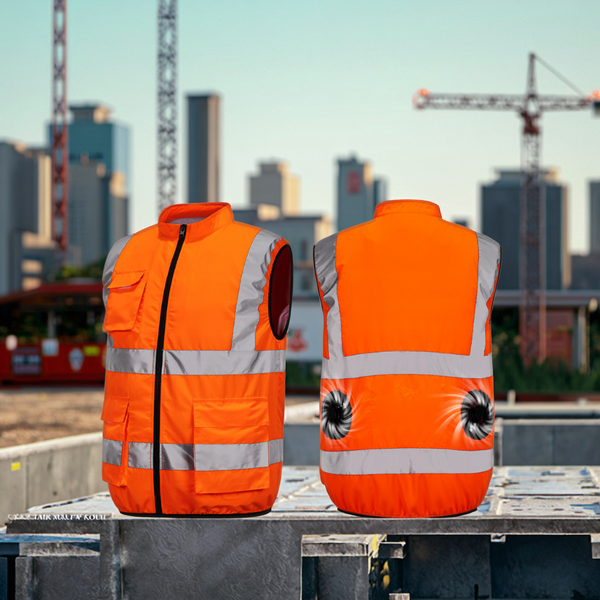 Cooling Vest Manufacturer - Summer Sleeveless Zip-Up Dual Fan 3-Speed Adjustable for Construction