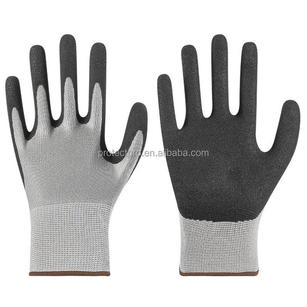Nitrile Coated Gloves Manufacturer - 15 Gauge Seamless Grey Nylon Spandex Sandy Palm
