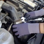 Work Gloves Manufacturer - High Flexibility 15 Gauge Grey Nylon Spandex Foam Anti Slip