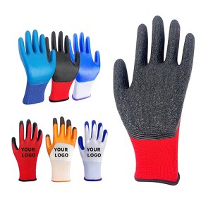 Work Gloves Manufacturer - OEM Logo Custom 13 Gauge Nylon Latex Crinkle Coated