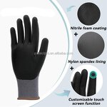 Work Gloves Manufacturer - High Flexibility 15 Gauge Grey Nylon Spandex Foam Anti Slip
