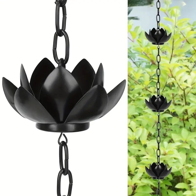 Rain Chain Manufacturer - Decorative 51 Inch Metal Patio Drainage Lotus Flower for Gutters