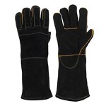 Welding Gloves Manufacturer - Custom Logo Fire Resistant Black Cow Split Leather Tig