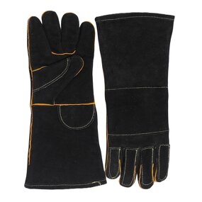 Welding Gloves Manufacturer - Custom Logo Fire Resistant Black Cow Split Leather Tig