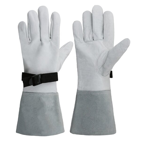 Electrical Work Gloves Manufacturer - White Goatskin Leather Lineman Protector Utility Electrician