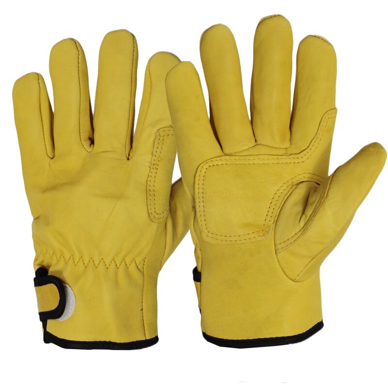 Leather Work Gloves Manufacturer - Industrial Double Palm Soft Cotton Liner Driving Wholesale