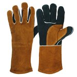 Welding Gloves Manufacturer - Brown Cow Split Leather Double Palm Heat Resistant Safety