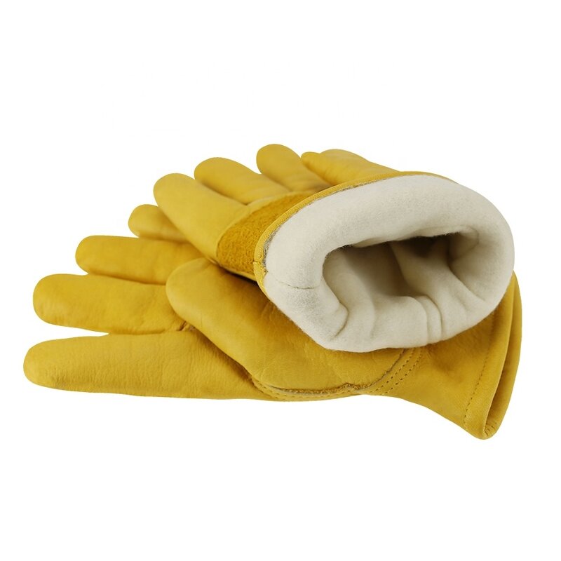 Winter Work Gloves Manufacturer - Men's Leather Insulated with Fleece Lining for Cold Weather