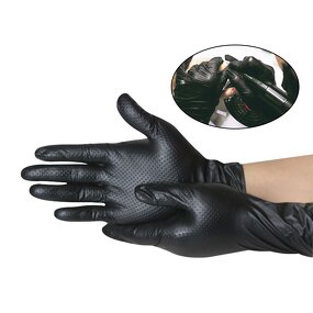 Nitrile Gloves Factory - Biodegradable Safety Black Pure Nitrile Diamond Pattern