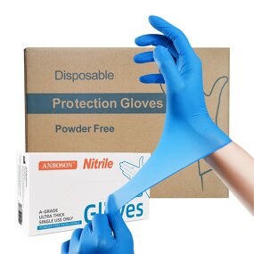 Disposable Nitrile Gloves Manufacturer - Blue 4mil Powder-Free Textured Fingertips Waterproof Industrial