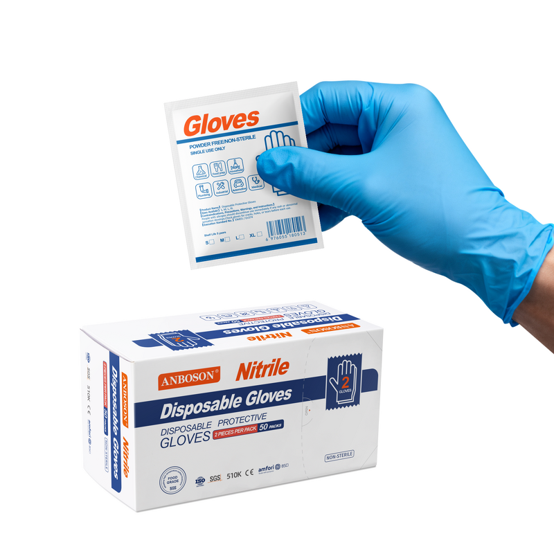 Disposable Nitrile Gloves Manufacturer - ANBOSON Premium Food Grade 5Mil 2-Pack Portable