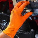 Nitrile Gloves Manufacturer - Orange Texture Mechanic Car Diamond Repair Machine