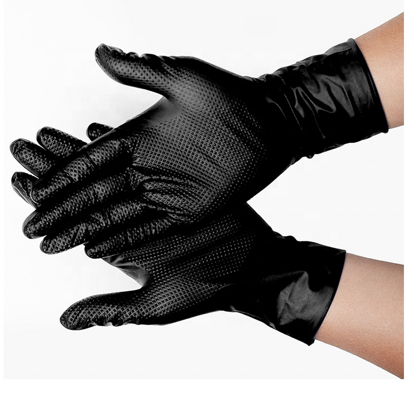 Nitrile Gloves Factory - Single Side 12mil Automobile Industrial Black Nitrile
