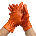 Nitrile Gloves Factory - Palm 8mil Fingertip 12mil Black Orange Car Repair