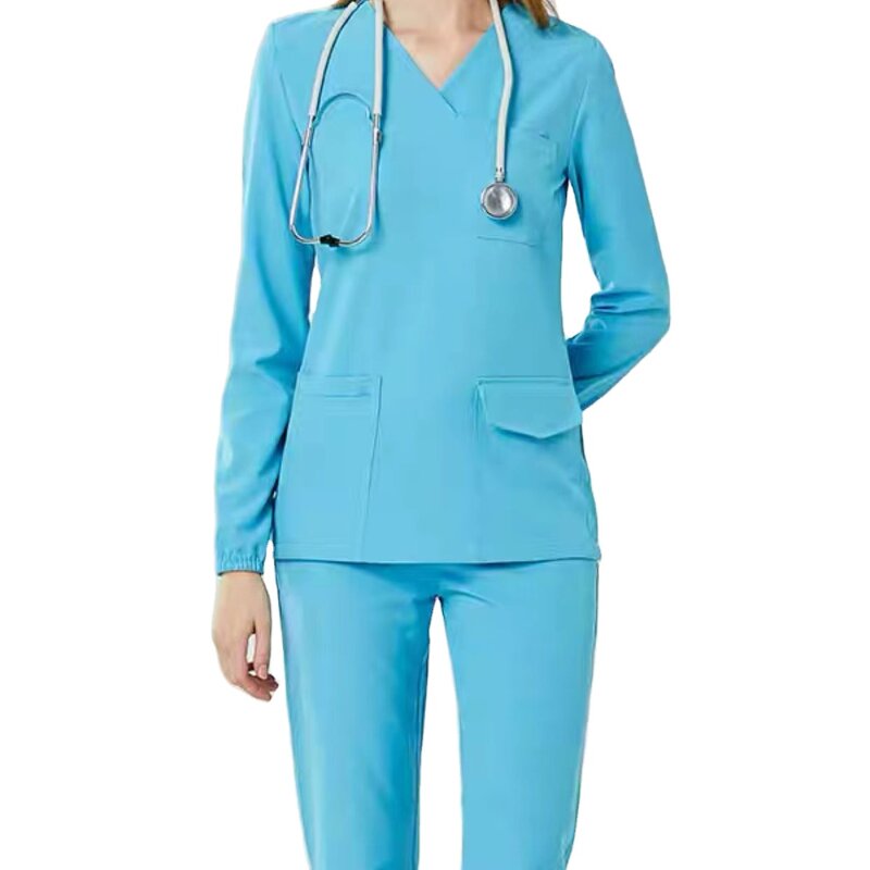 Nurse Uniforms Factory - Elastic Quick Drying Custom logo Long Sleeve Scrubs