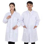 Lab Coat Factory - Long Sleeves Knee Length Cotton Elastic Cuffs Professional