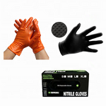 Nitrile Gloves Factory - Palm 8mil Fingertip 12mil Black Orange Car Repair