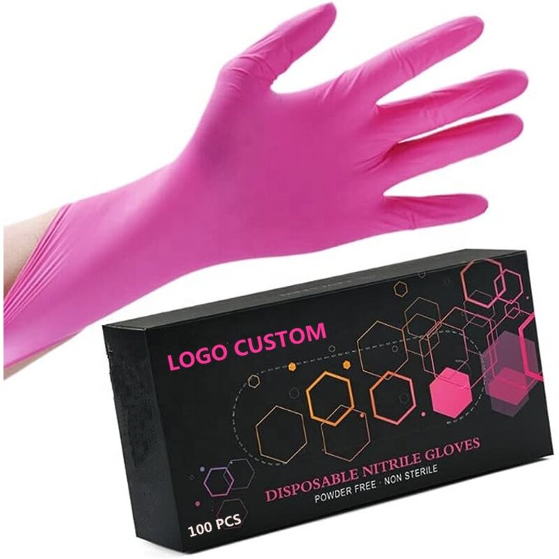 Nitrile Glove Manufacturer - 3mil Hot pink Oem Logo Custom Latex-Free Barber