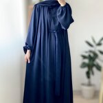 Women's Cardigan Robe Manufacturer - 2024 New Elegant Modest Two-Piece Floor-Length Abaya European American Style Sexy Straight