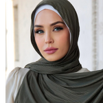 Jersey Scarf Manufacturer - Ribbed High Quality Along Naqab Cotton Hijab Muslim BASIL RIBBED JERSEY