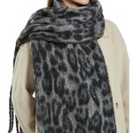 Leopard Tassel Scarf Manufacturer - Autumn Winter European American Retro High-End New All-Match Warm Polyester Material