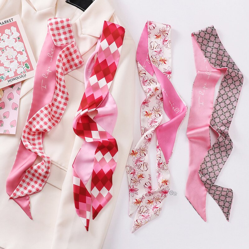 Simulation Scarf Manufacturer - Pink Ribbon Spring Summer All-match Thin Narrow Long Fashion Wholesale