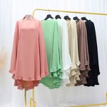 Solid Green Shawl Manufacturer - Long Style Lotus Leaf Swing Headscarf Big for Adults Polyester & Acrylic for Middle East