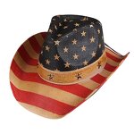 USA Top Hat Manufacturer - American Flag West Panama Denim Sailor Dance Hat With Cotton Sweatband New Hot Sale Wholesale