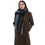 Striped Scarf Manufacturer - Autumn Winter Classic Long Polyester with Printed Flower Tassels