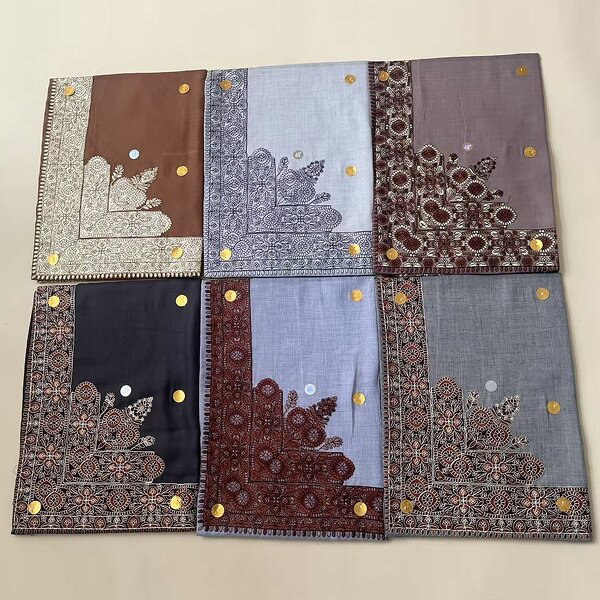 Men's Shawl Manufacturer - High Quality Breathable Embroidered Square Hijab Kashmiri Design for Party