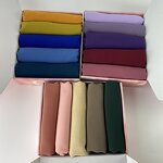 Muslim Crepe Hijab Manufacturer - 5pcs Plain Heavy Chiffon Scarf Customizable Gift Soft Shawls