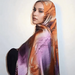 Silk Bandanas Manufacturer - Luxurious Muslim Ethnic Woman Water Print Shawl Hijab Soft Traditional